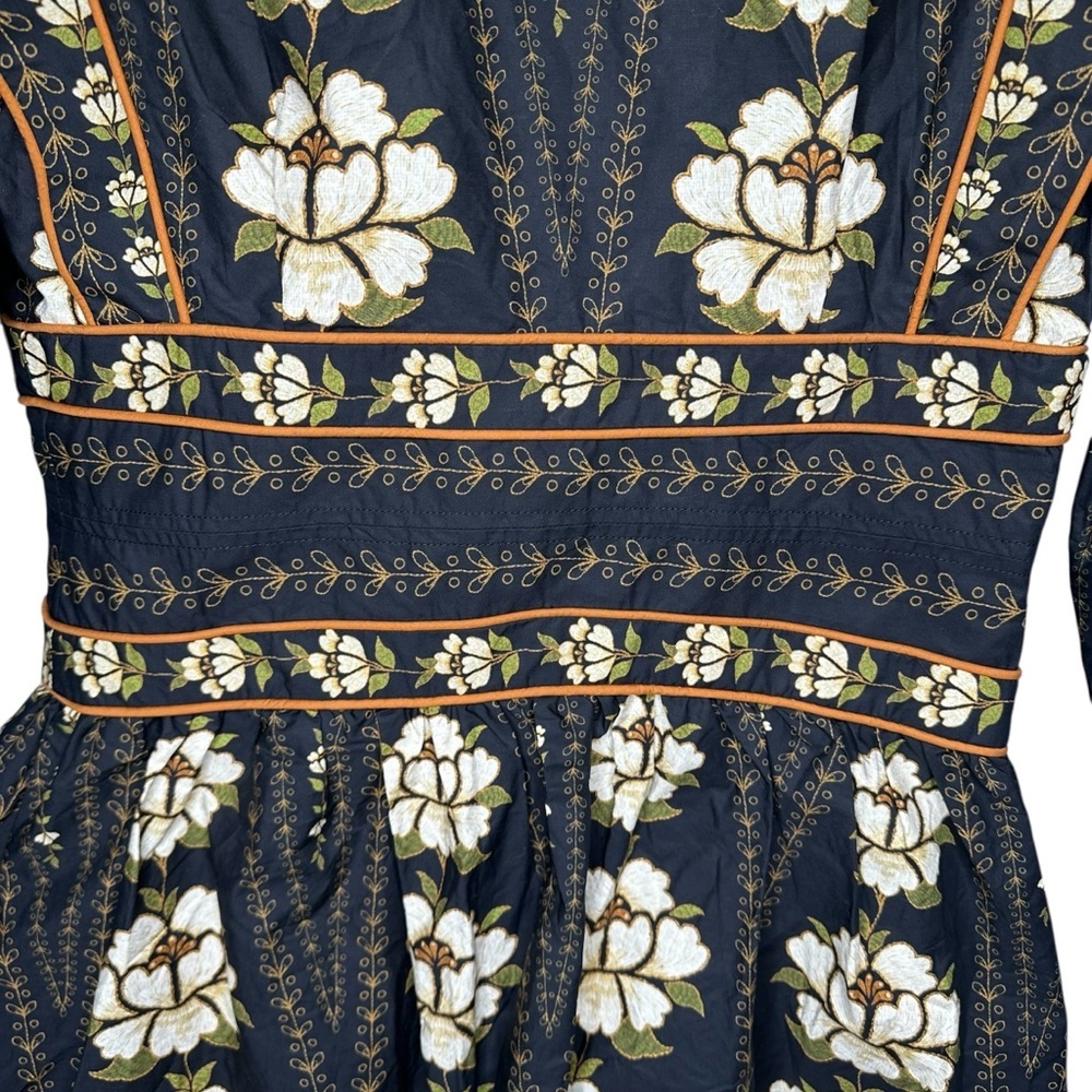 FARM Rio Black Bold Flowers Long Sleeve Organic Cotton Mini Dress. Sz: M - Picture 10 of 13